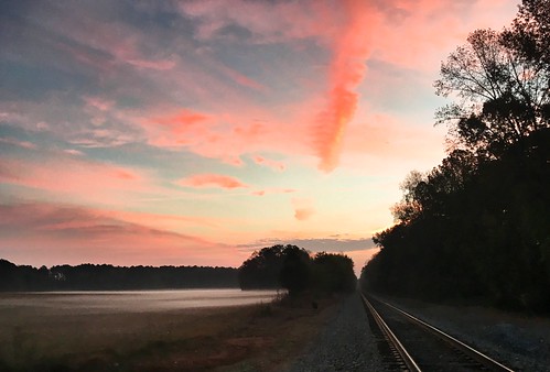sunrise alabama cloudporn railroad tracks fog mist iphoneonly dawn