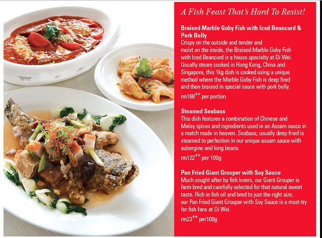 di wei chinese restaurant - fish feast promotion