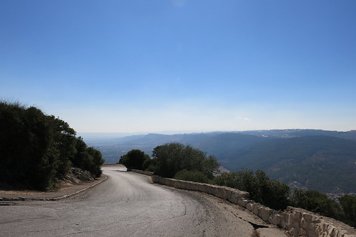 road blue sky forest israel view middleeast winding mounttabor