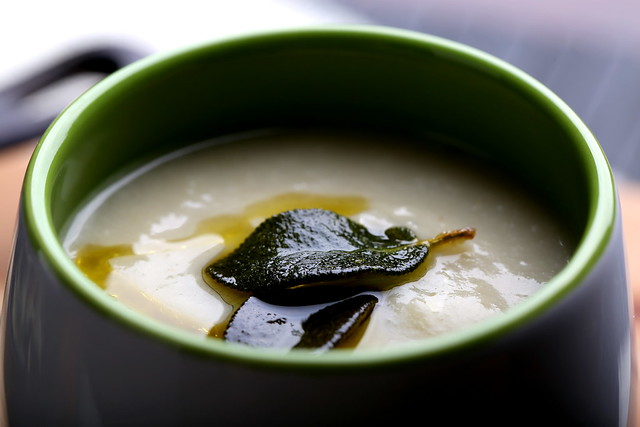 Jerusalem Artichoke Soup with Crispy Sage Leaves