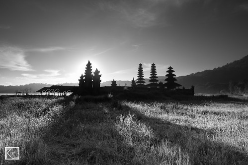 morning shadow bali white lake black silhouette sunrise indonesia temple silent tamblingan