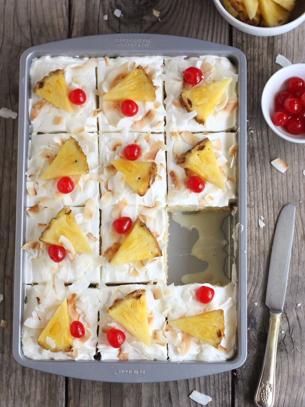 Pina Colada Tres Leches Cake from completelydelicious.com