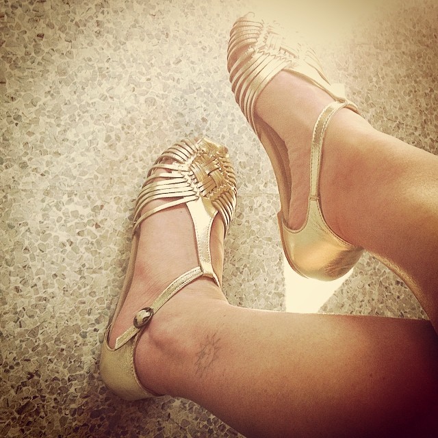 My cute little gold sandals.