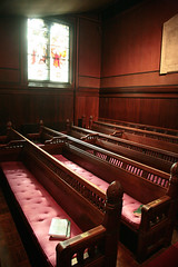 The bench seats in church