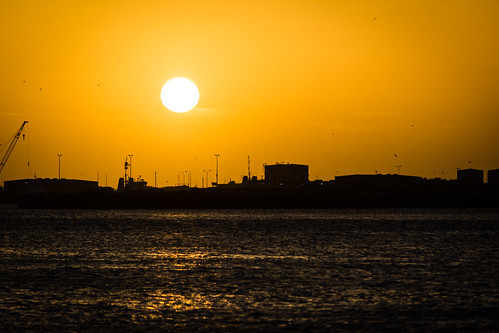 sunset sun water birds vibrant portaransas ferrylanding d7100
