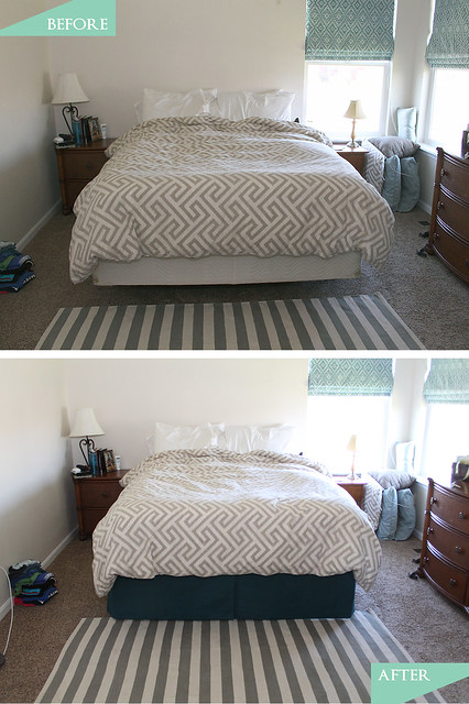 DIY Pleated Bedskirt Before and After