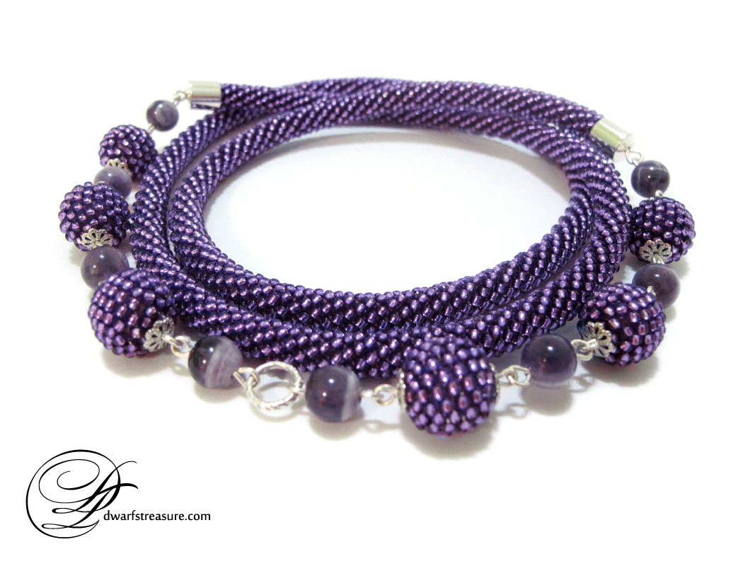 elegant ultraviolet beaded long necklace