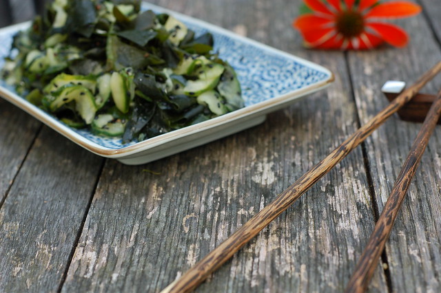 Wakame kyuri so (seaweed cucumber salad) by Eve Fox, The Garden of Eating, copyright 2014