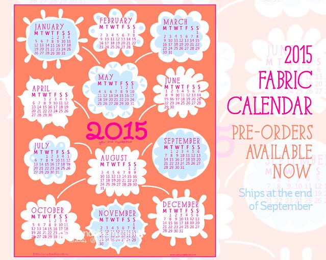 2015 Calendar Fabric Panel-Polka and Bloom