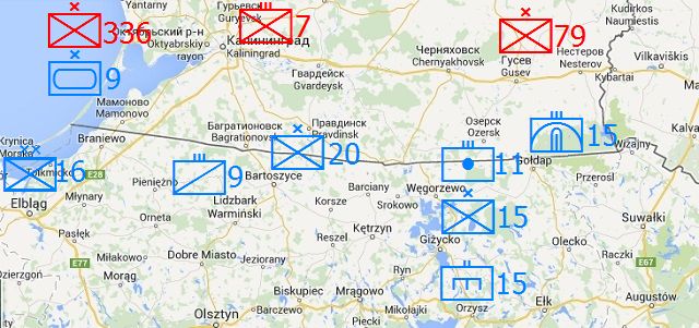 Карта польского наступления на Калининград