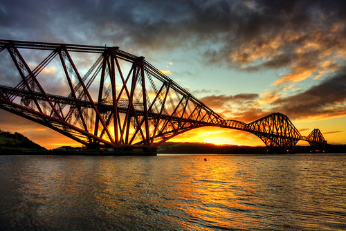 morning bridge water clouds sunrise scotland construction rail forth forthbridge queensferry flickrsbest