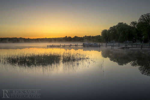 morning blue trees sky orange sun lake color reflection nature water beautiful mi sunrise reeds landscape photography early photo pond haze woods michigan ripple north smooth calm photograph hesperia ripples rise tranquil hdr sause