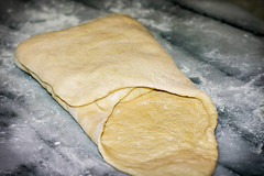 Enclosing the butter in the puff pastry dough