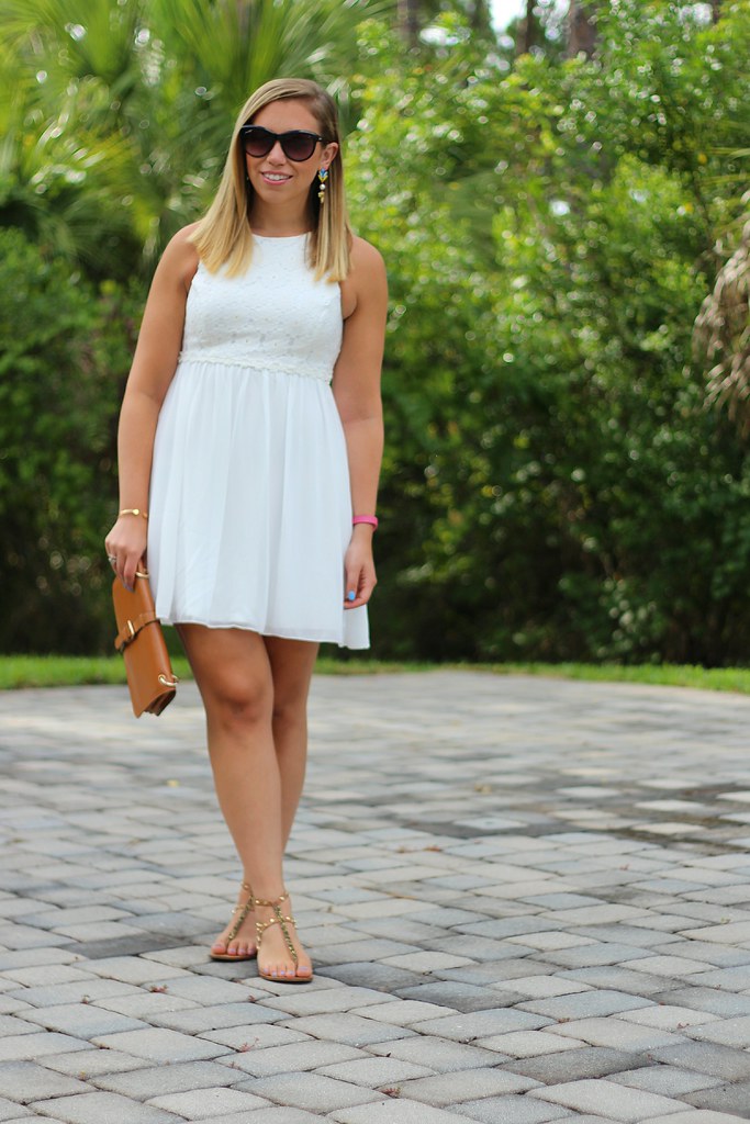 White Dress | Studded Brown Sandals | Outfit | #LivingAfterMidnite
