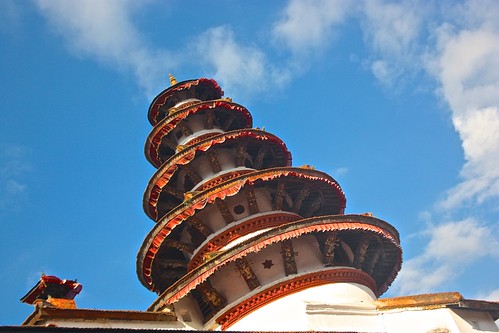 A pagoda-esque tower in The Royal Palace in Durbar Square Kathmandu