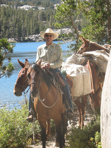 Mule packer Lee Roeser leads a pack to Shadow Lake on the Inyo National Forest. (Courtesy Jen Roeser)