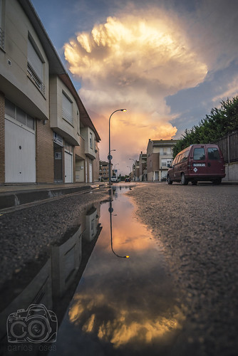 street sunset storm reflection water clouds atardecer calle agua nikon nubes reflejo tormenta navarra charco peralta d600 carlososes nikkor1635