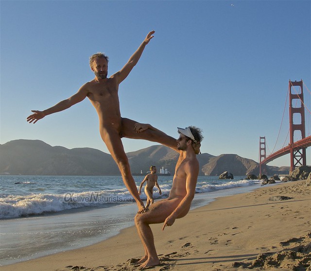naturist acro-yoga 0005 Marshall's Beach, San Francisco, California, USA