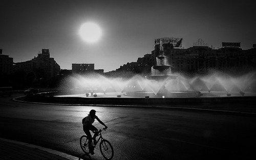 city sky people house fountain bicycle parliament bucharest countrejour