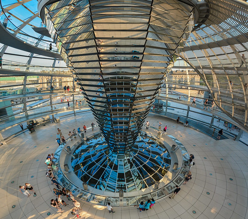 city blue sunset sky people urban panorama sun fish building berlin eye history glass yellow architecture clouds facade germany square evening construction exterior open floor top district steel interior seat air parliament wideangle fisheye reichstag dome government bundestag