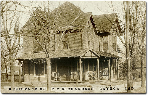 houses usa history sepia fence buildings furniture indiana porch residential cayuga realphoto vermillioncounty hoosierrecollections