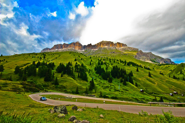 Pordoi pass & mount Sass Pordoi - Dolomites - Italy