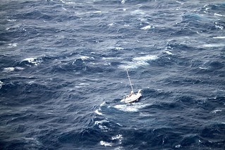 The Coast Guard is coordinating the rescue of 42-foot sailboat Walkabout caught in Hurricane Julio 414 miles northeast of Oahu, Aug. 10, 2014. Walkabout is disabled and taking on water with three people aboard. (U.S. Coast Guard courtesy photo)