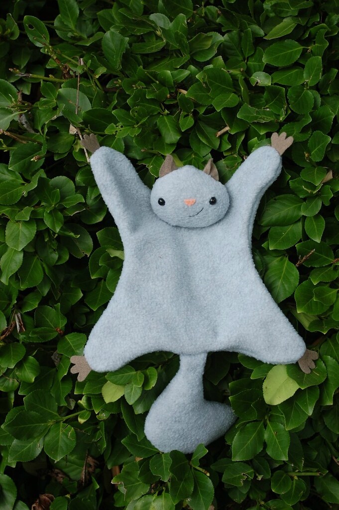 flying squirrel toy made from fleece fabric