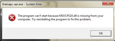Komunikat o braku pliku MSVCP110.dll