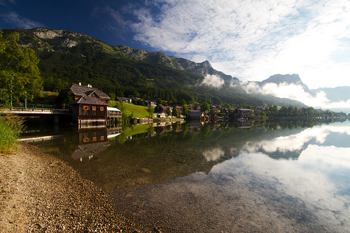 morning light red summer white mountain lake mountains reflection tree water beautiful landscape austria see boat europe european july peaceful shade vista mansion colourful grundlsee styria tranquillity canoneos7d liezendistrict