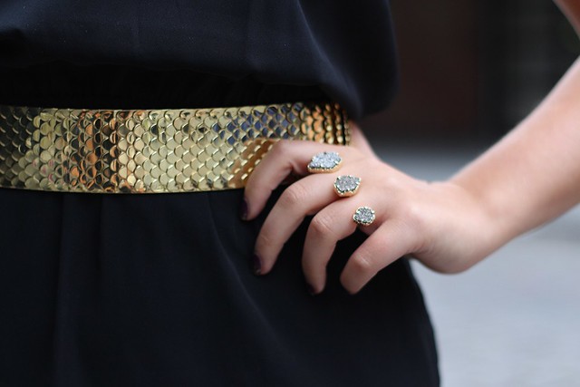 Black Midi Dress | Gold Chain Belt | NYFW Outfit | #LivingAfterMidnite