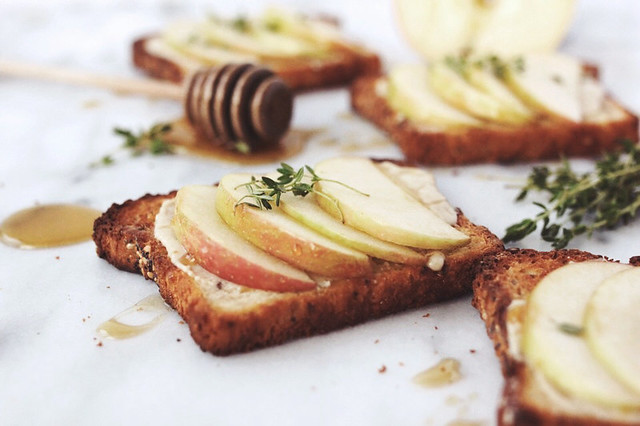 Apple, Tahini Toast with Honey and Thyme