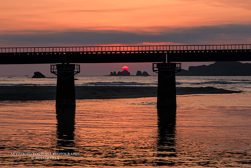 bridge sea sun japan sunrise nango kyushu miyazakipref