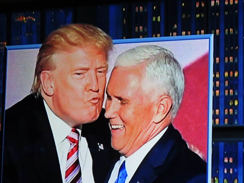 The #Donald gives a pucker to Gov. Mike Pence.