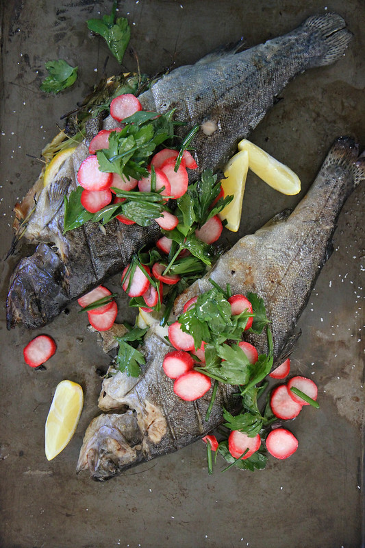 Grilled White Fish with Pickled Radish Salad
