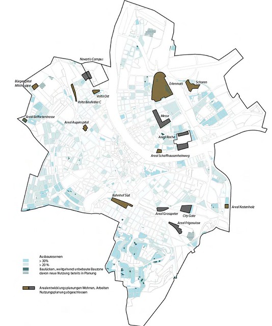 Abb.: Gebiete mit Nutzungsreserven im bestehenden Zonenplan (schematische Darstellung)