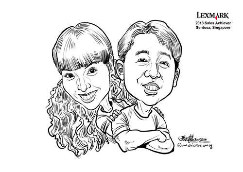 digital couple caricatures for Lexmark - Norman Zhuang