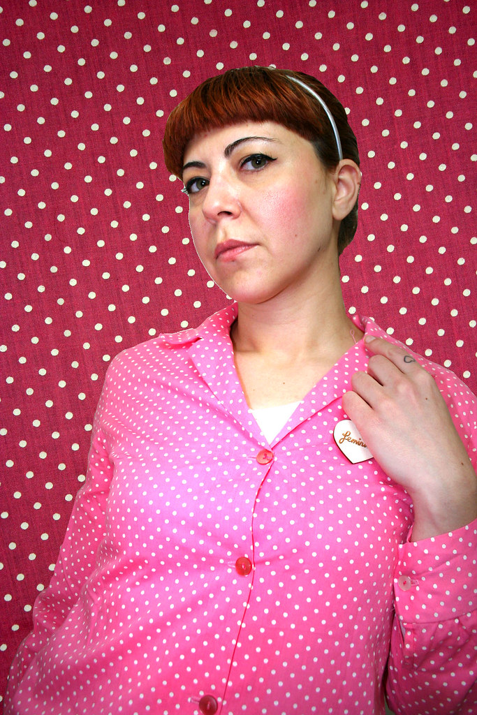 Vintage 60's dress - pink polkadots