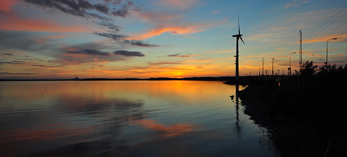 sunset windmill finland pori