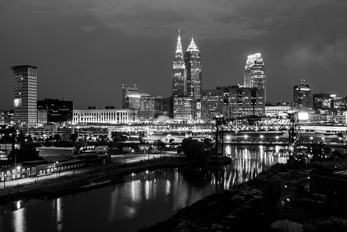 city bridge blue ohio night buildings river landscape twilight downtown cityscape dusk cleveland cuyahoga cuyahogariver keybank cuyahogacounty thecleve