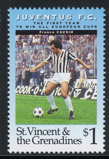 juventus the first team to win all europe cups stamp 8 - st. vincent & the grenadines