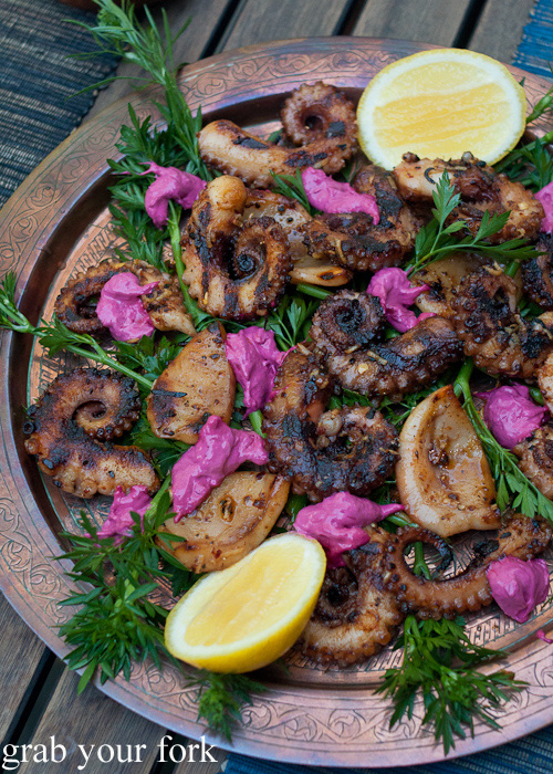 John's twice-cooked octopus, slow-roasted for four hours and then char-grilled