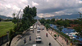Kathmandu: Park to the left, slums to the right