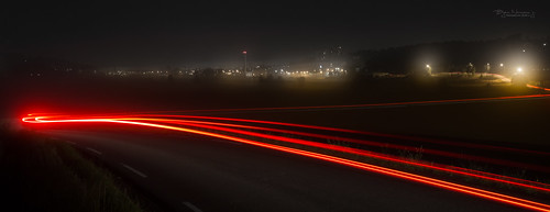 longexposure nightphotography red mist norway fog landscape lighttrails vestfold lighthunting normannphotography