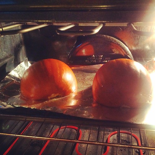 #pumpkin in the oven. I'm making something but in not sure yet. Any suggestions? #fall #fitfluential #healthyeats