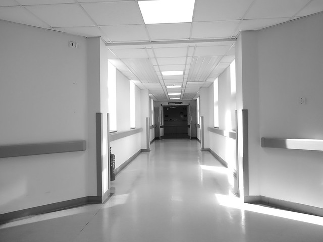 Hospital corridor in BW