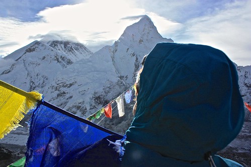 Lina looking towards Everest and Lhotse
