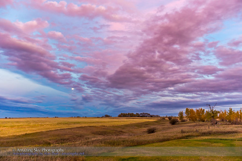 autumn sunset canada home field clouds alberta gibbousmoon risingmoon