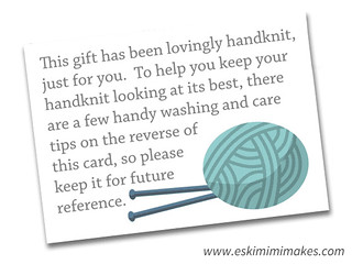 Knitters Gift Tags With Care Instructions