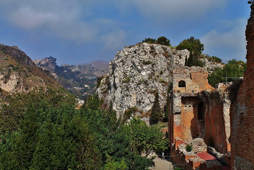 italy mountains greek countryside scenery europe theatre roman sicily taormina